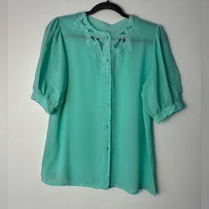 Vintage Embroidered Button Down Blouse